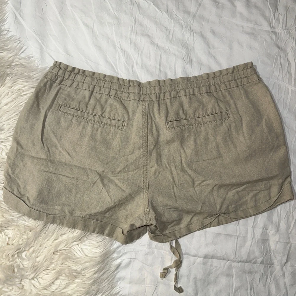 Old Navy | A Stones Throw Linen Paper Bag Shorts Tie Waist Cuffed Hem Beige